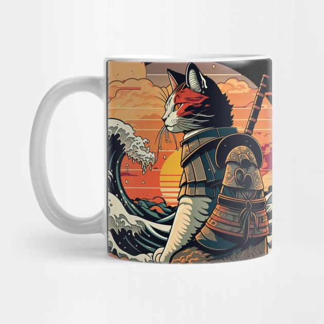 Samurai Cat vs The Great Wave by geekmethat